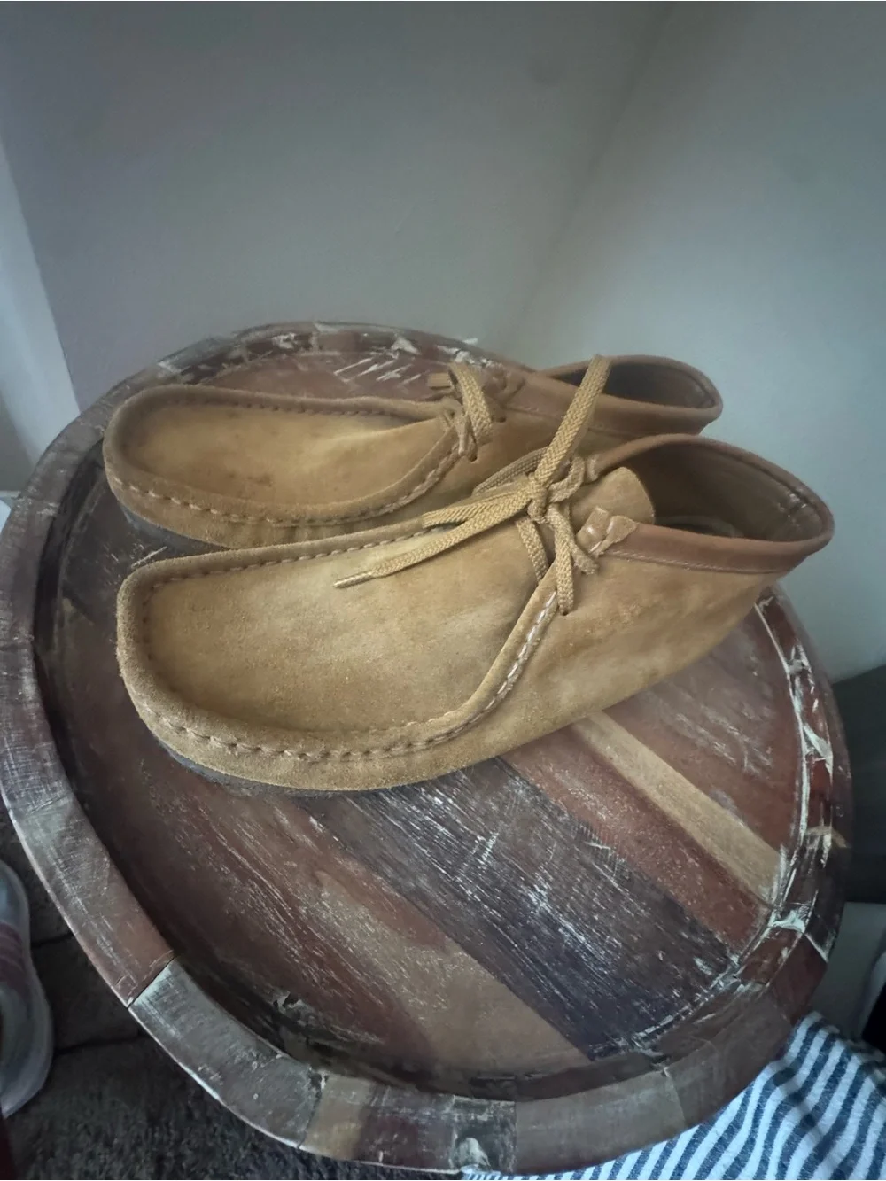 Vintage Clarks Sand Suede Wallabee Ankle Boots Size 10M Dress Casual